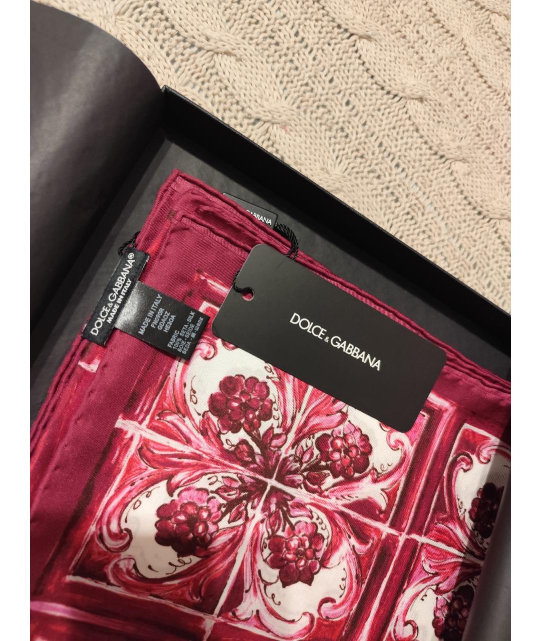 DOLCE&GABBANA Красный шелковый шарф, фото 3