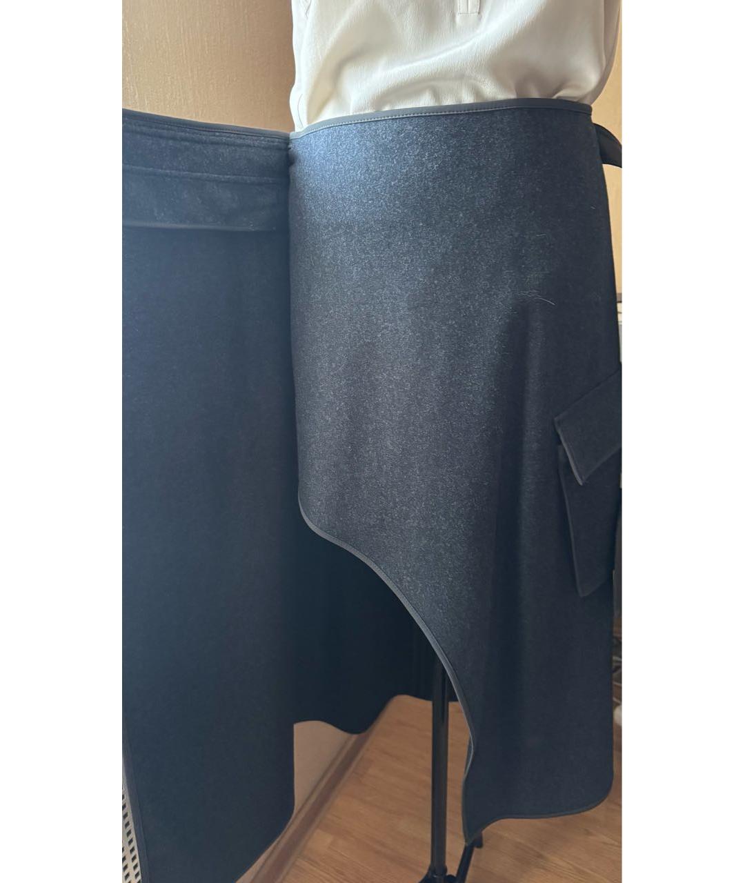 BRUNELLO CUCINELLI Антрацитовая шерстяная юбка миди, фото 7