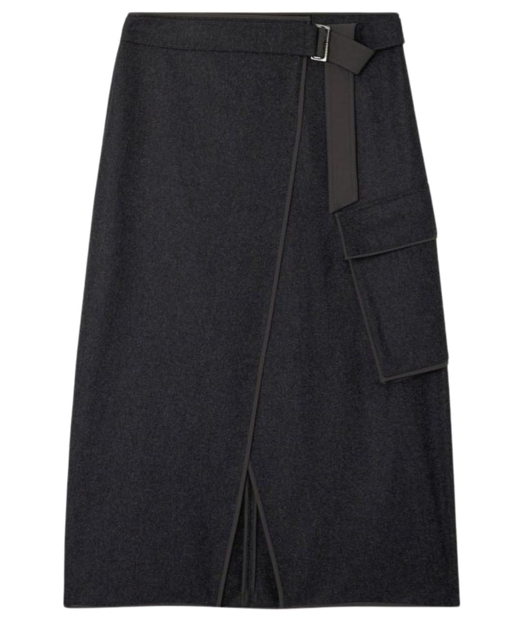 BRUNELLO CUCINELLI Антрацитовая шерстяная юбка миди, фото 1