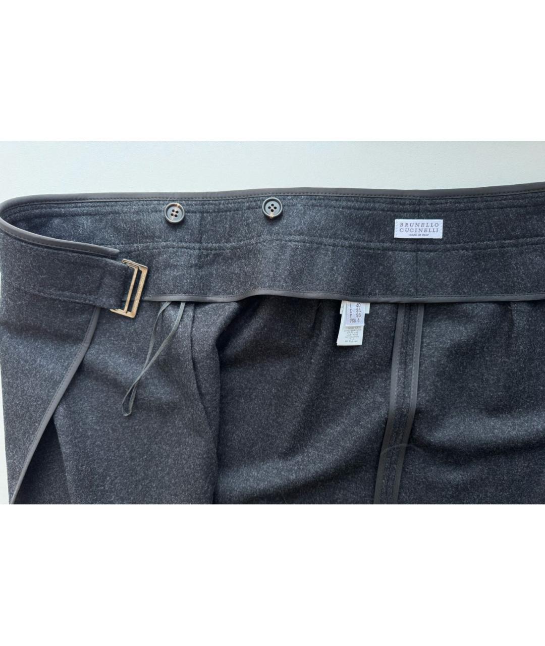 BRUNELLO CUCINELLI Антрацитовая шерстяная юбка миди, фото 3
