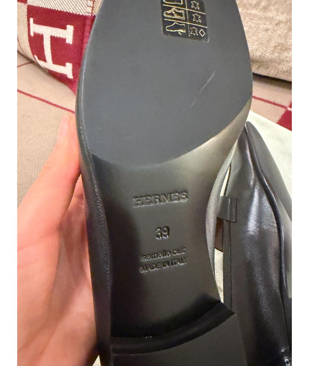 HERMES Черные кожаные лоферы, фото 5
