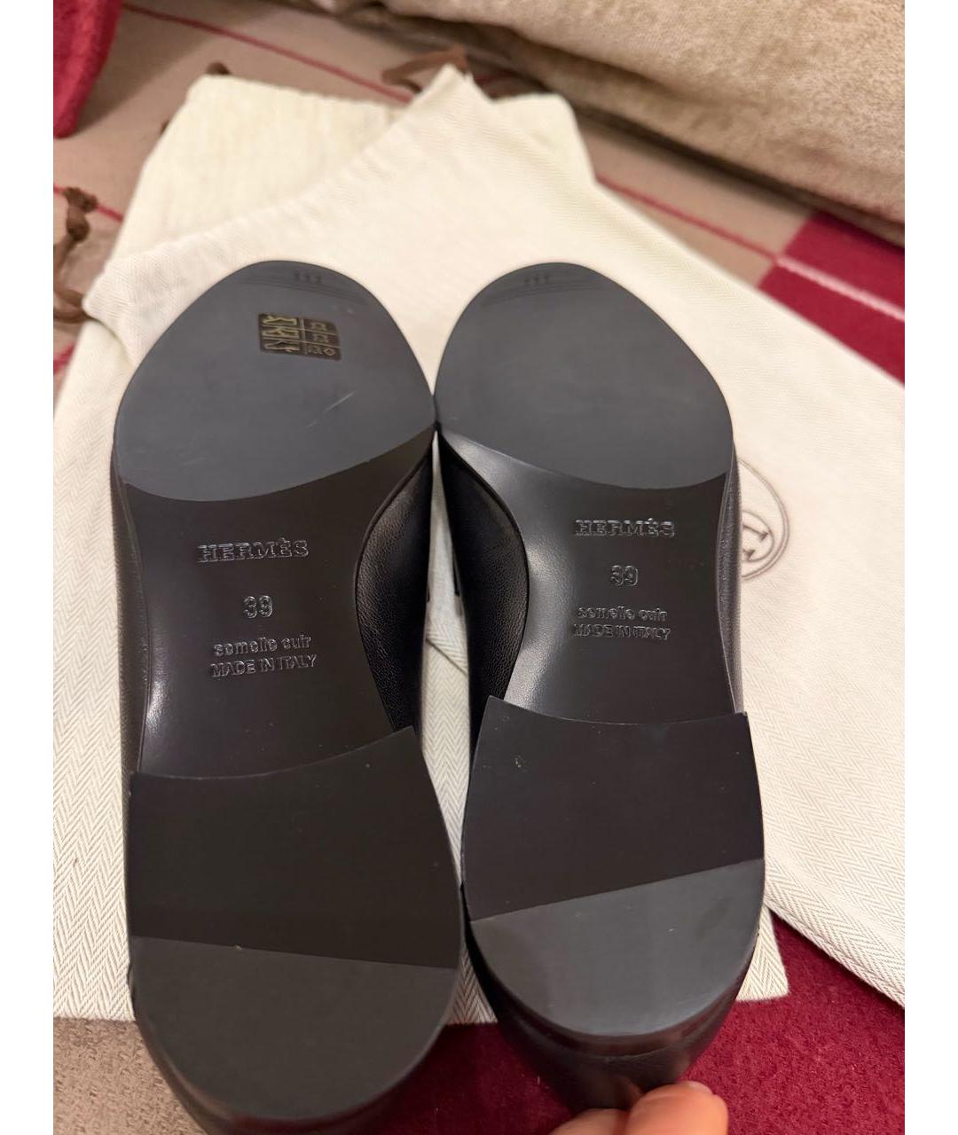 HERMES Черные кожаные лоферы, фото 3