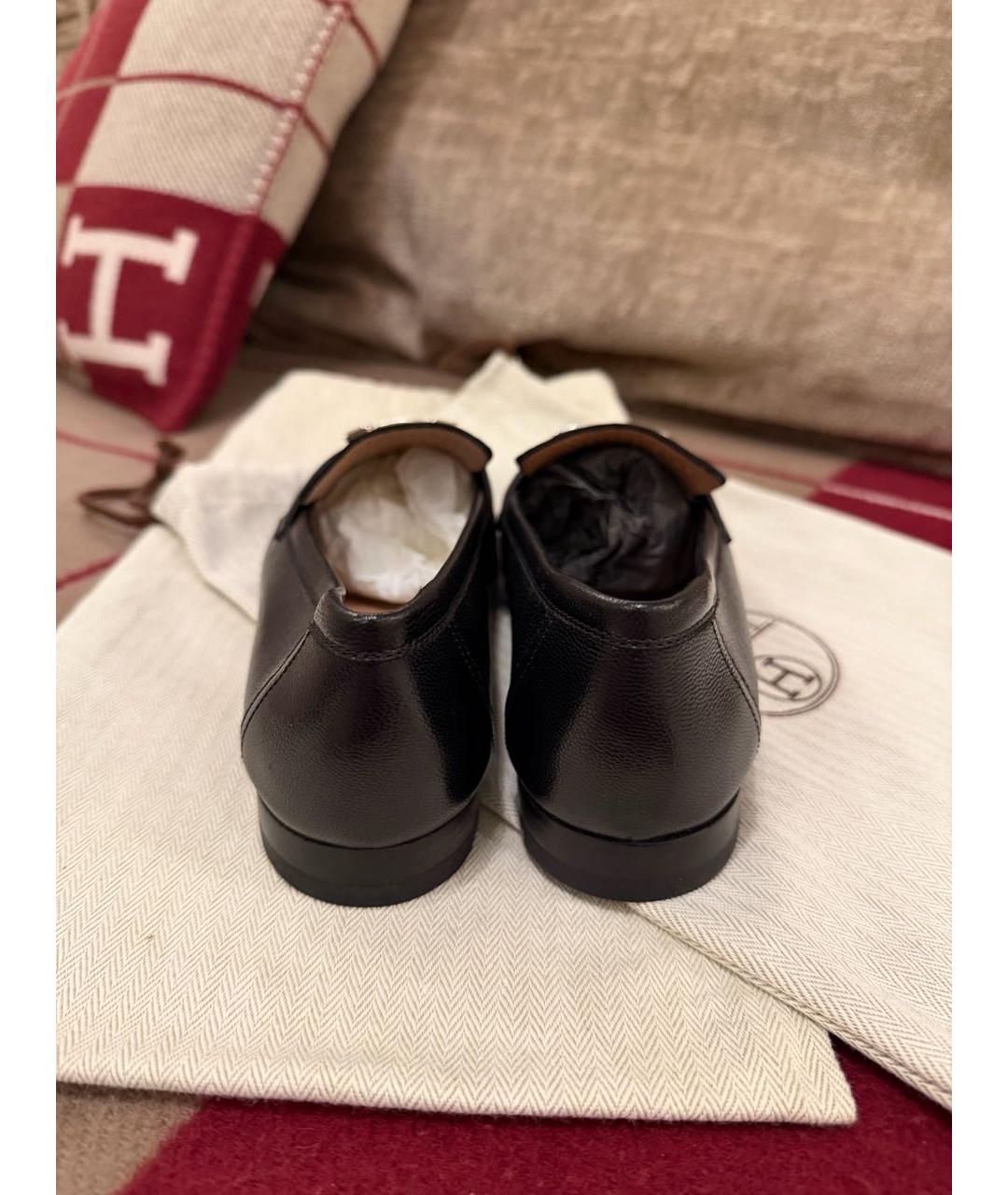 HERMES Черные кожаные лоферы, фото 4