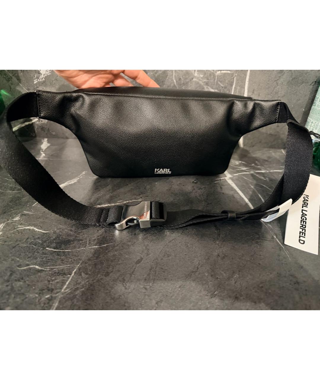 KARL LAGERFELD Черная кожаная поясная сумка, фото 3