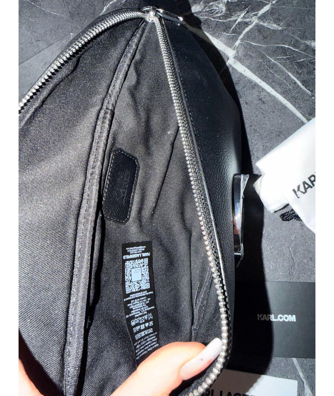 KARL LAGERFELD Черная кожаная поясная сумка, фото 4