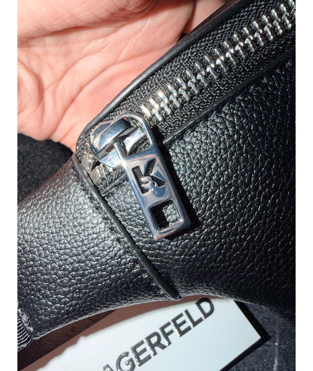 KARL LAGERFELD Черная кожаная поясная сумка, фото 6