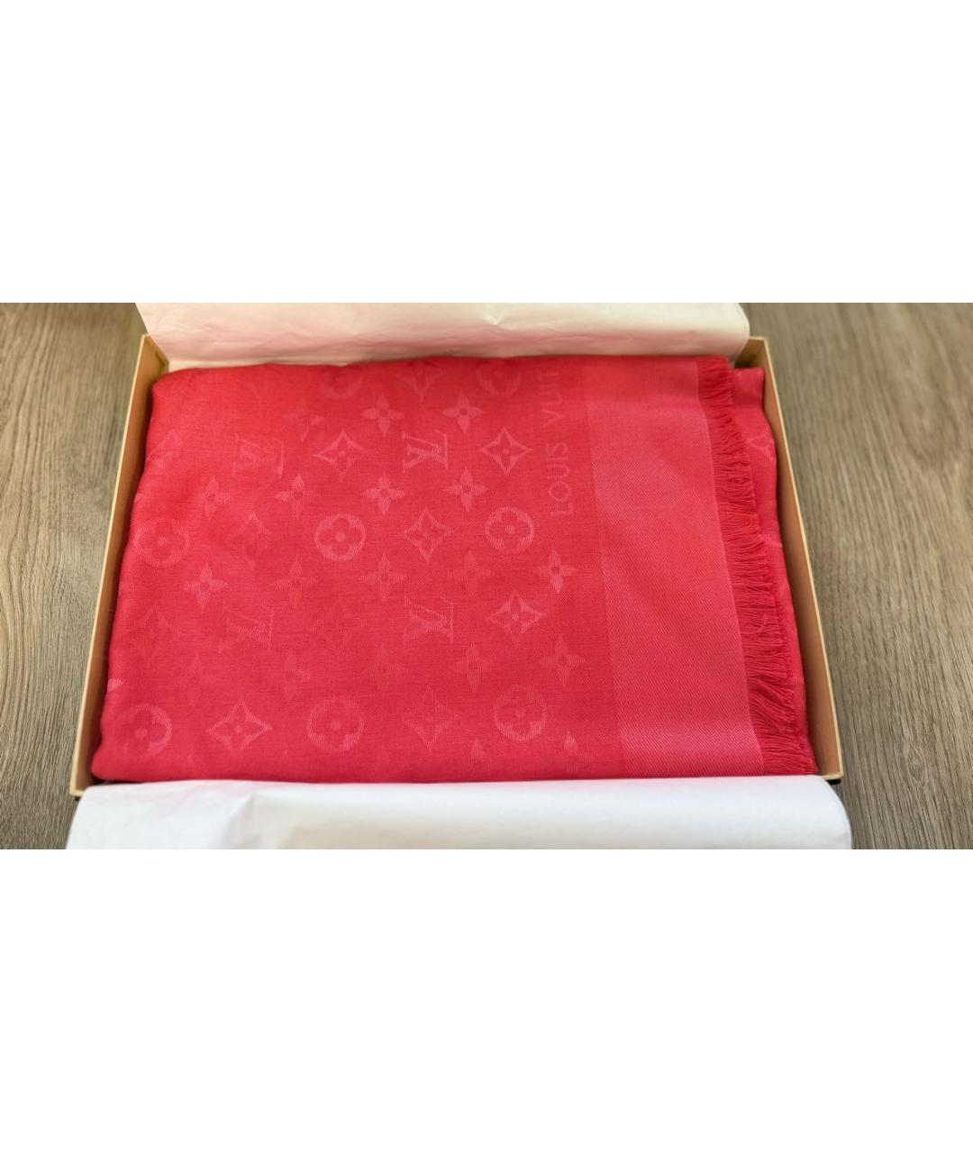 LOUIS VUITTON Коралловый шерстяной платок, фото 5