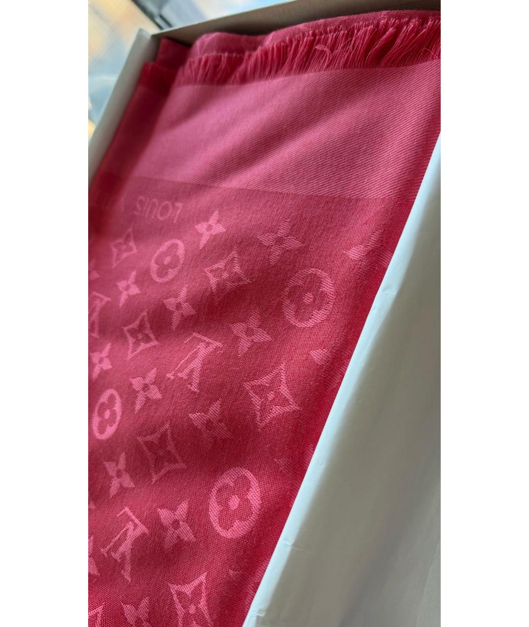 LOUIS VUITTON Коралловый шерстяной платок, фото 2