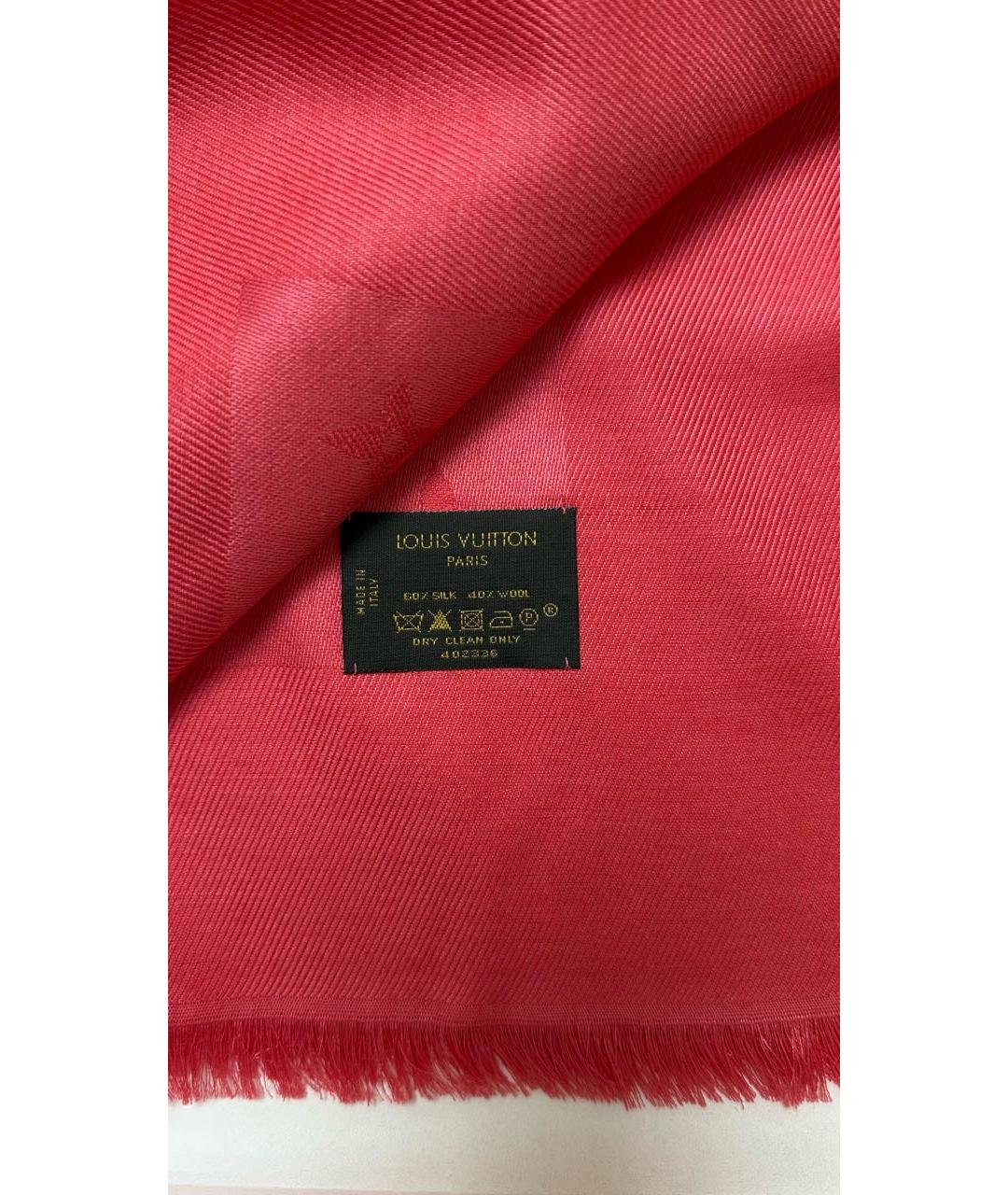 LOUIS VUITTON Коралловый шерстяной платок, фото 3