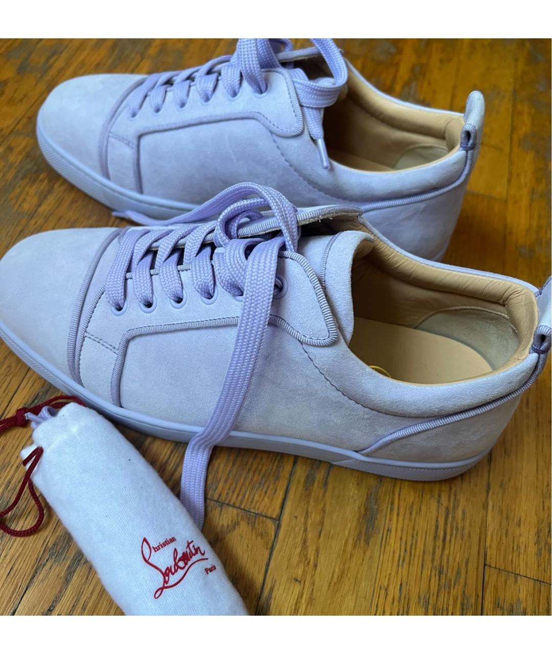 CHRISTIAN LOUBOUTIN Фиолетовые кожаные низкие кроссовки / кеды, фото 2