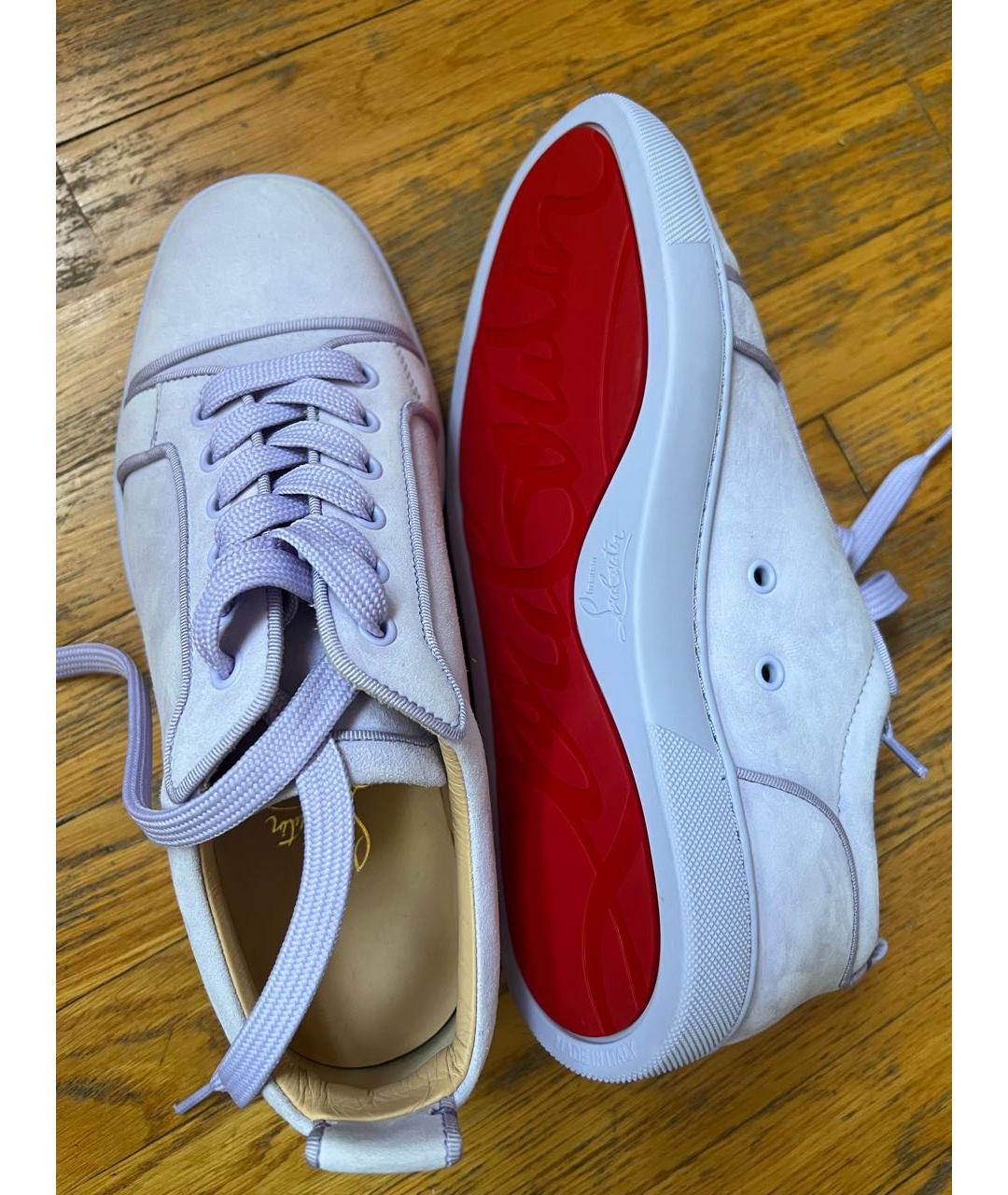 CHRISTIAN LOUBOUTIN Фиолетовые кожаные низкие кроссовки / кеды, фото 3