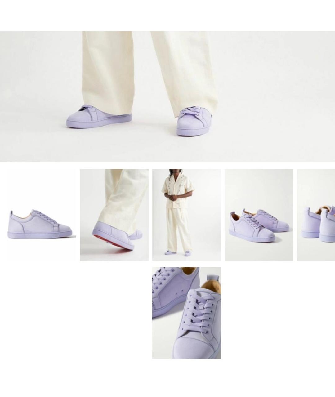 CHRISTIAN LOUBOUTIN Фиолетовые кожаные низкие кроссовки / кеды, фото 4