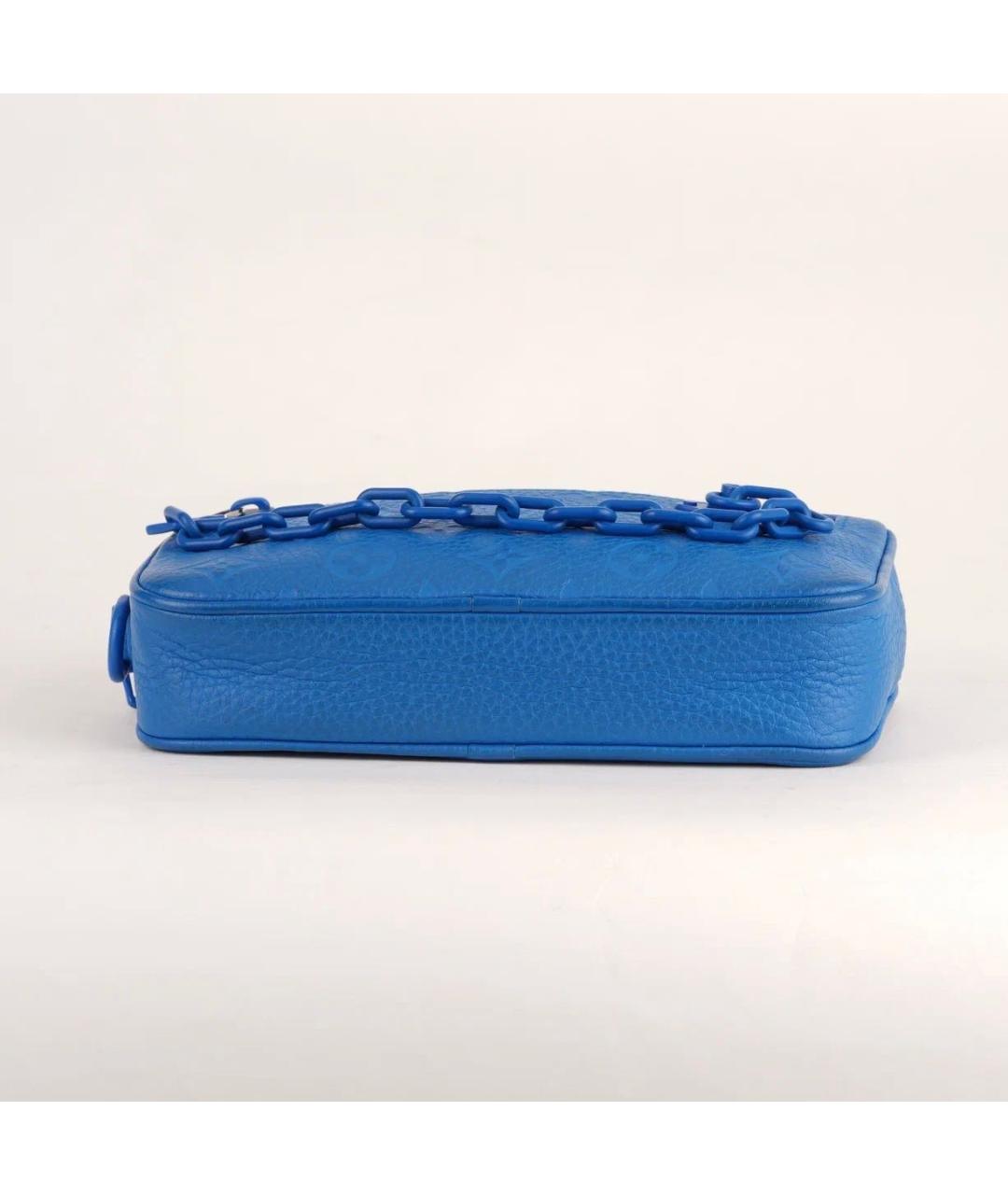 LOUIS VUITTON Синяя кожаная барсетка, фото 6