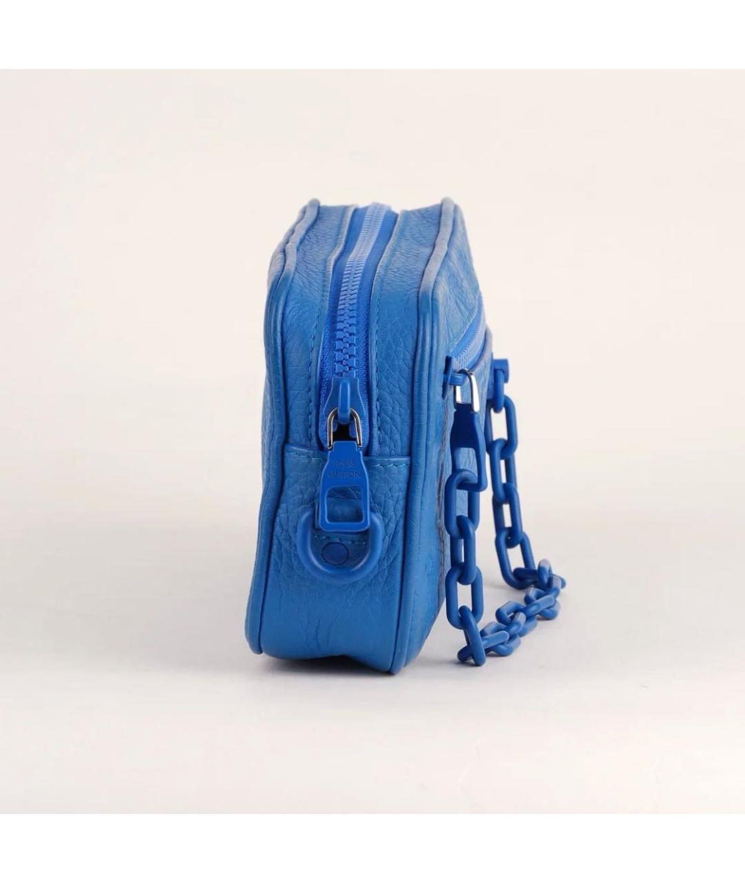 LOUIS VUITTON Синяя кожаная барсетка, фото 4