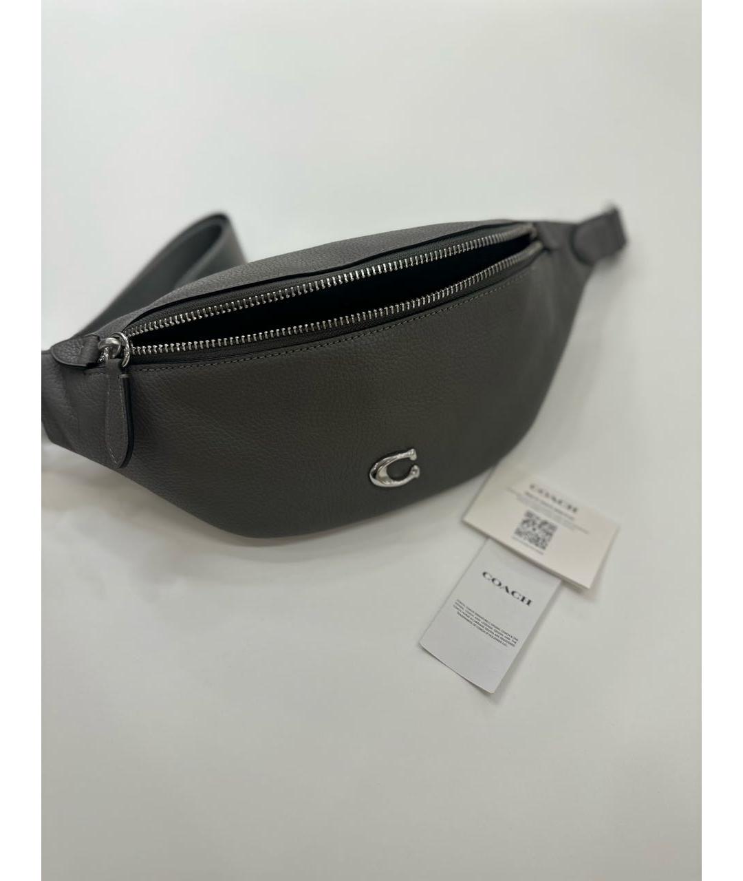 COACH Серая кожаная поясная сумка, фото 5