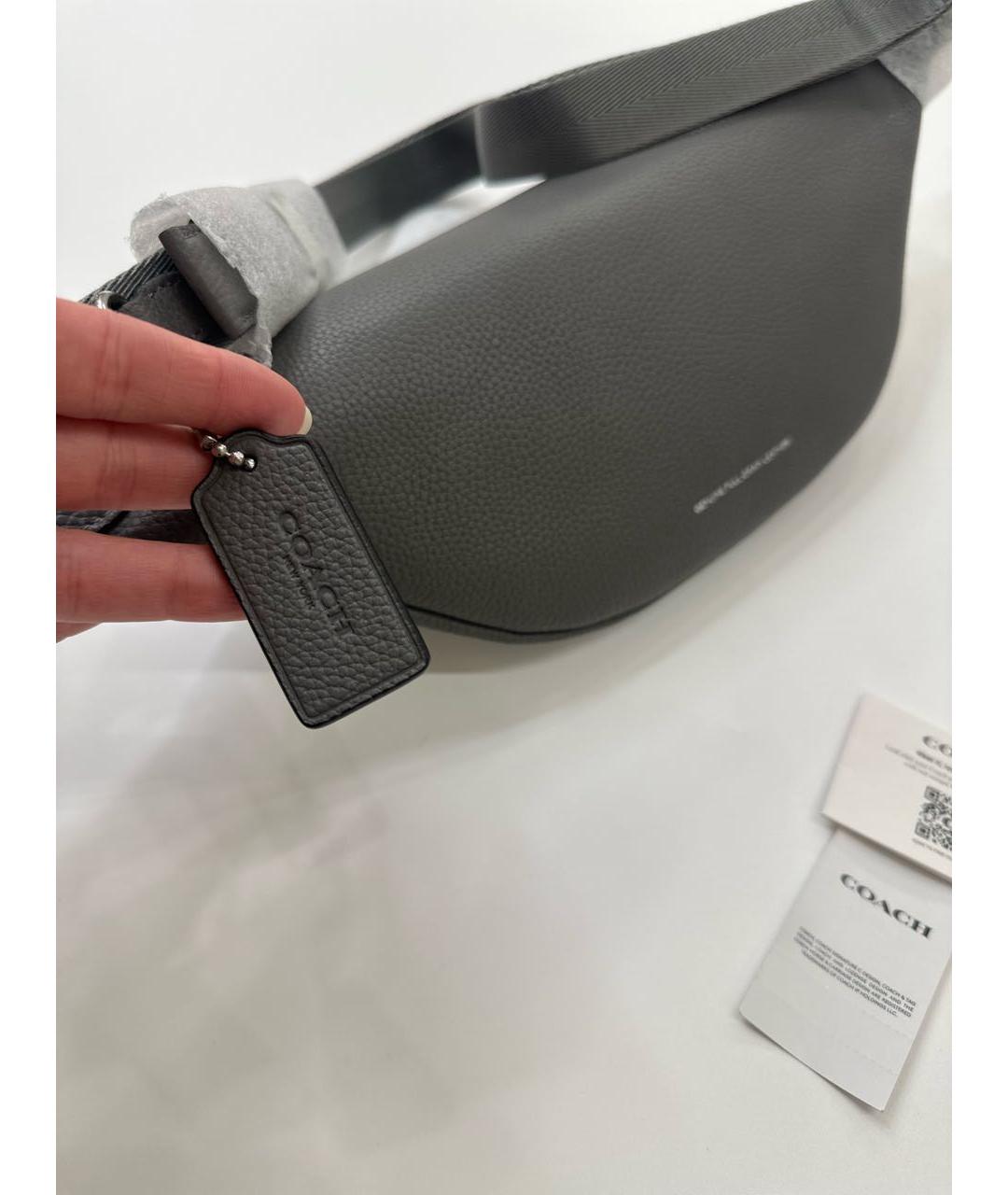 COACH Серая кожаная поясная сумка, фото 7