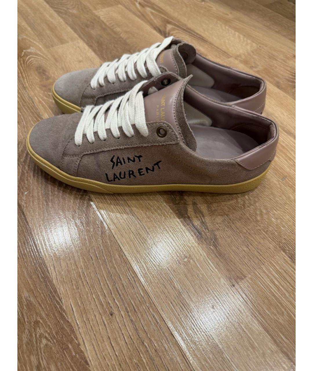 SAINT LAURENT Бежевые замшевые кеды, фото 3
