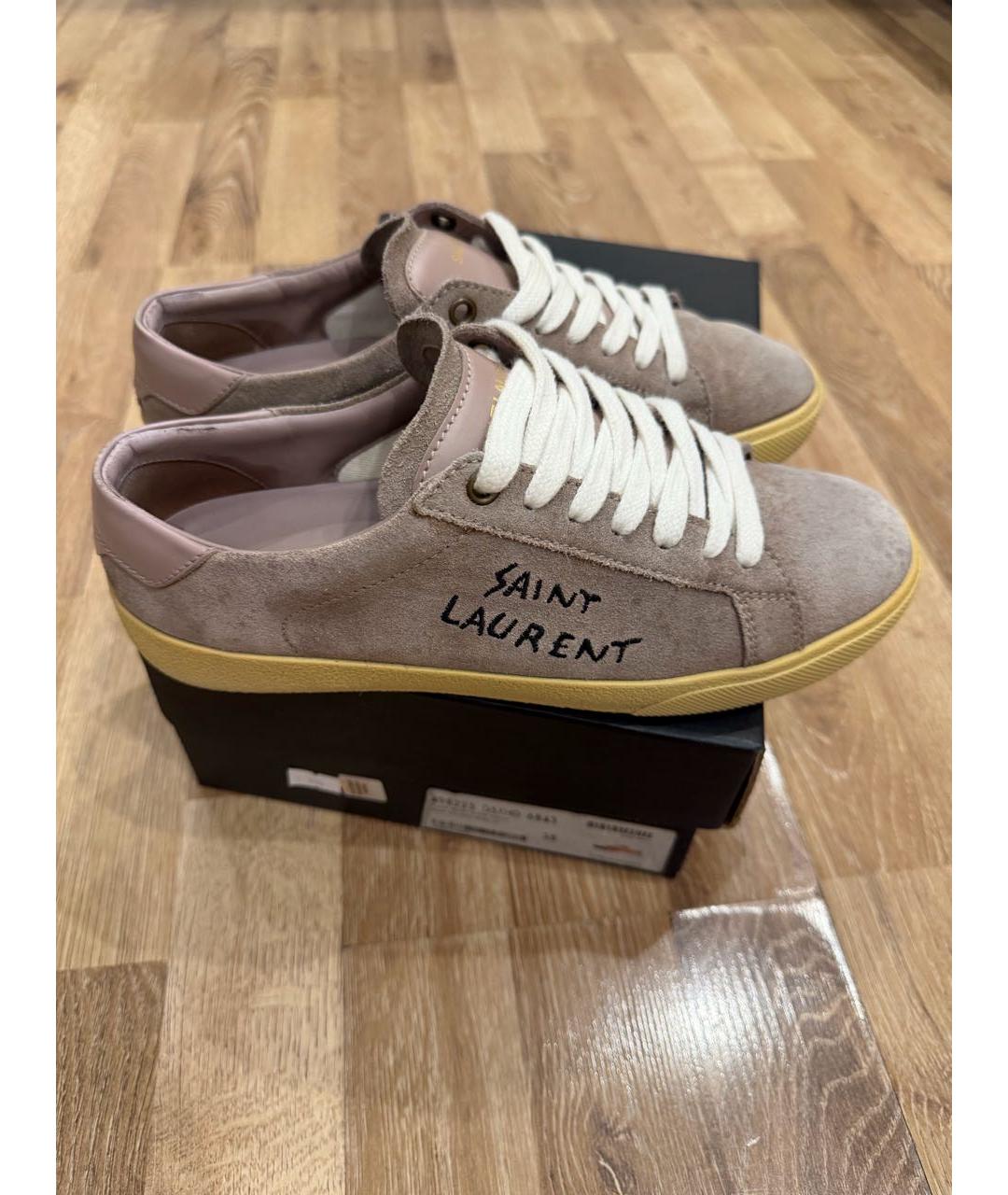 SAINT LAURENT Бежевые замшевые кеды, фото 6