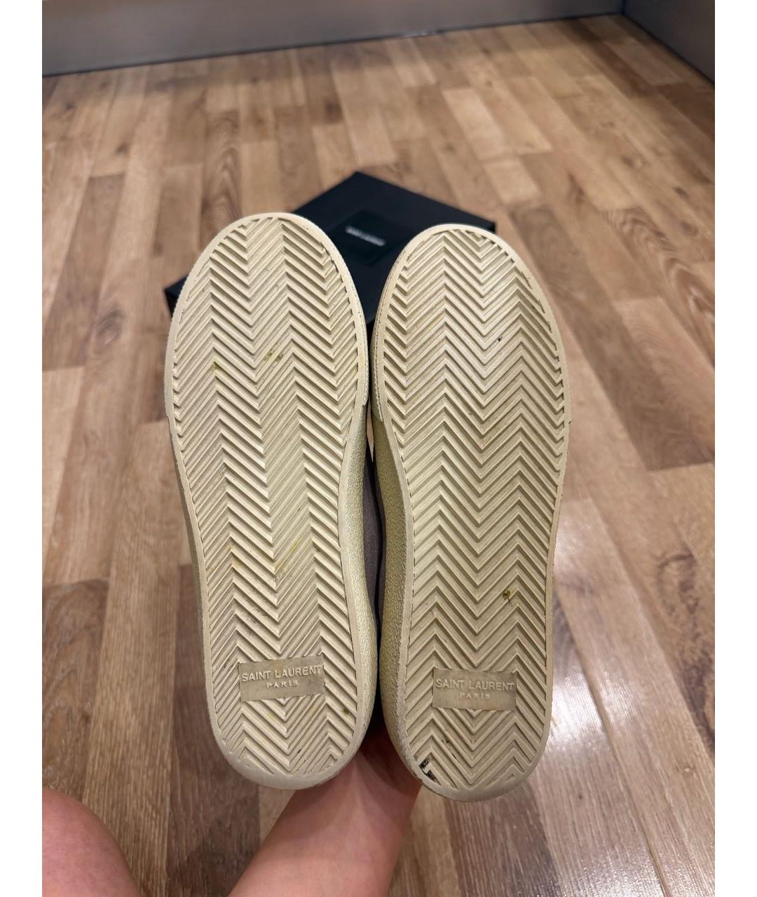 SAINT LAURENT Бежевые замшевые кеды, фото 5