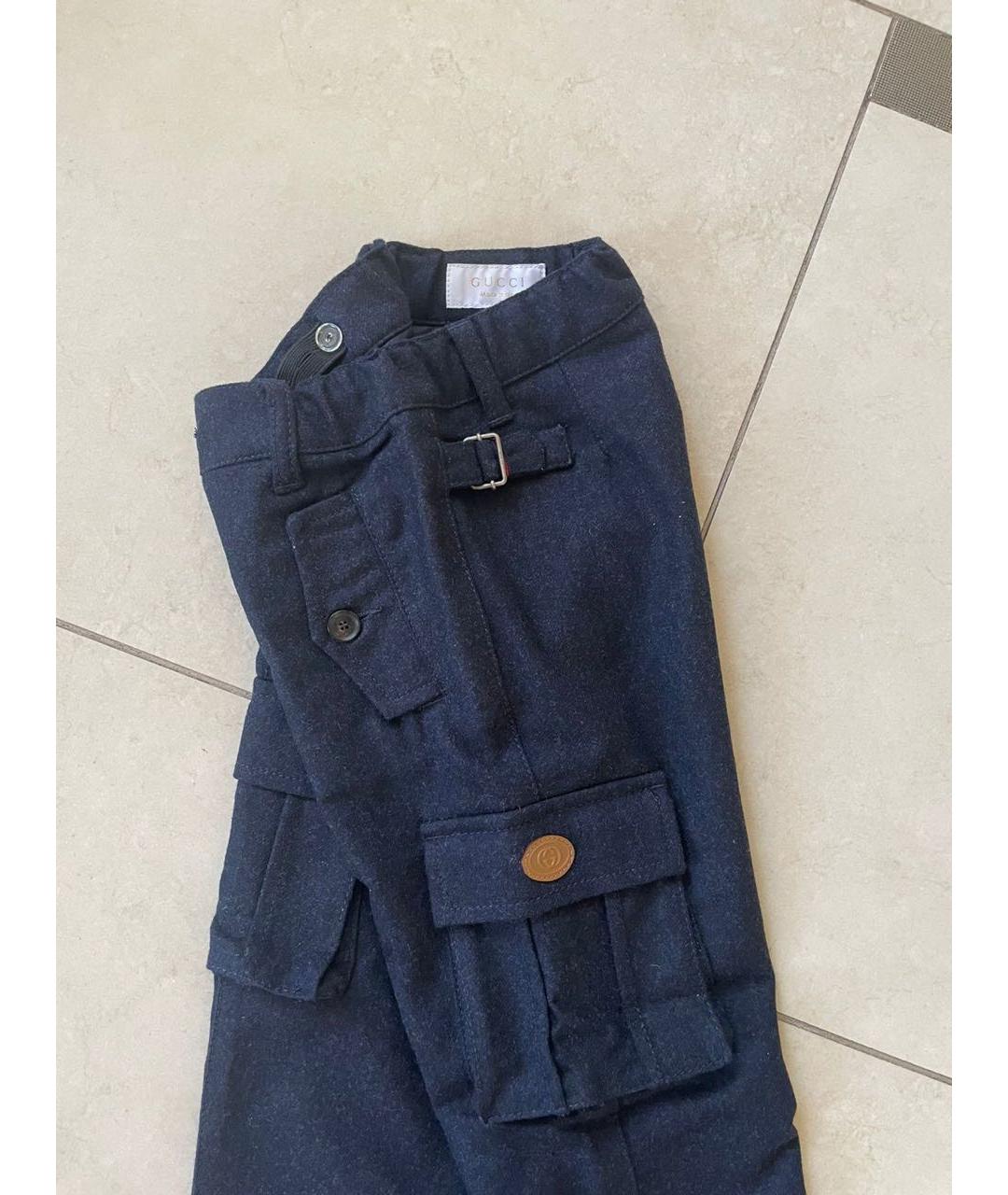 GUCCI Темно-синие шерстяные брюки и шорты, фото 3