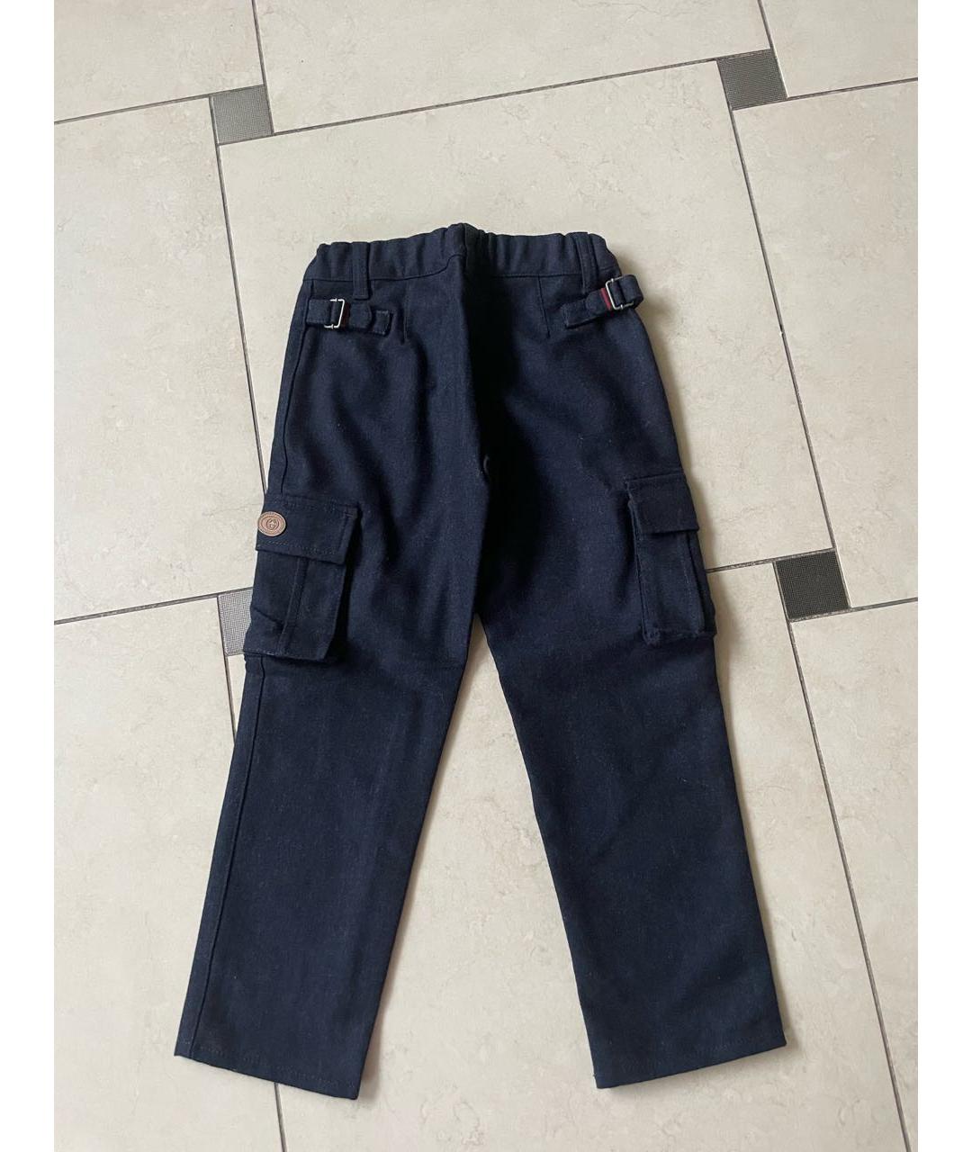 GUCCI Темно-синие шерстяные брюки и шорты, фото 2