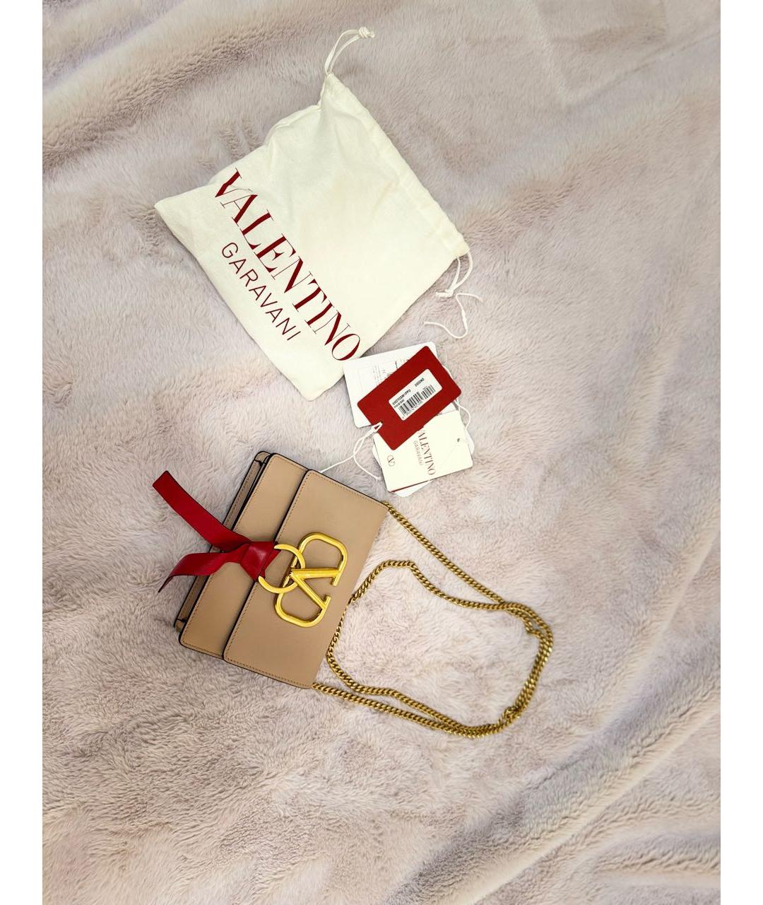 VALENTINO Розовая кожаная сумка через плечо, фото 2