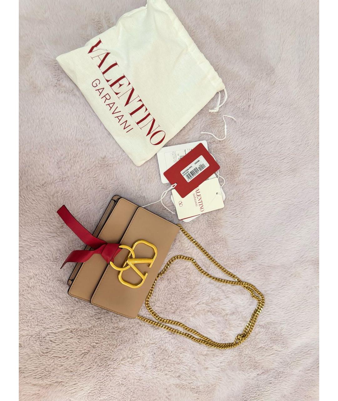 VALENTINO Розовая кожаная сумка через плечо, фото 4