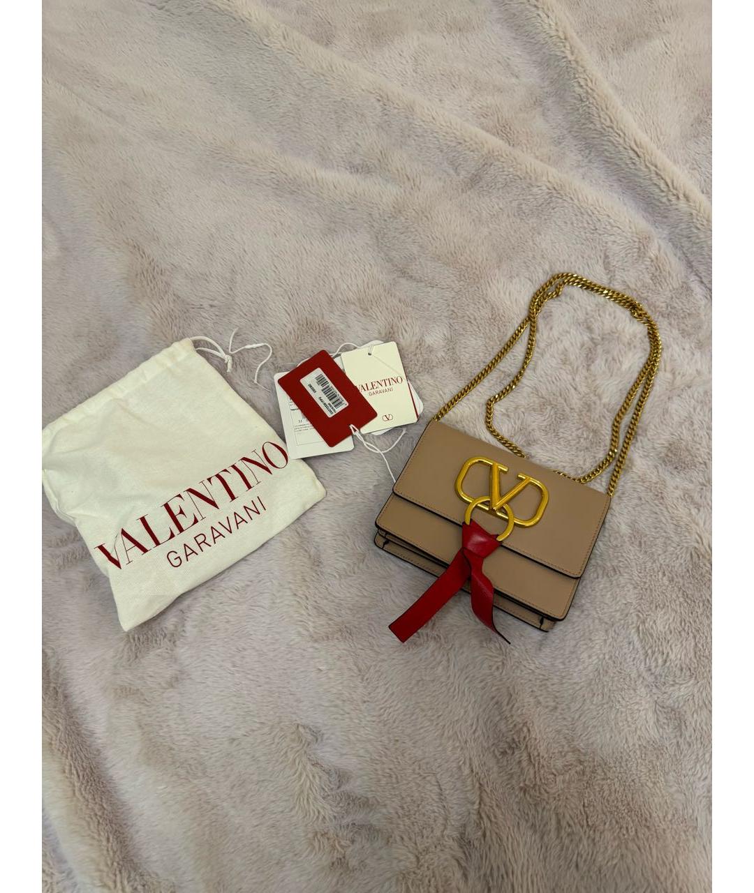 VALENTINO Розовая кожаная сумка через плечо, фото 3