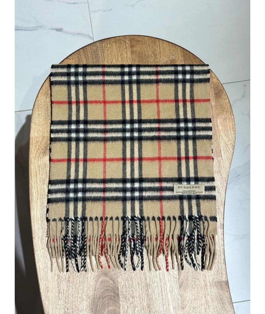 BURBERRY Бежевый кашемировый шарф, фото 5