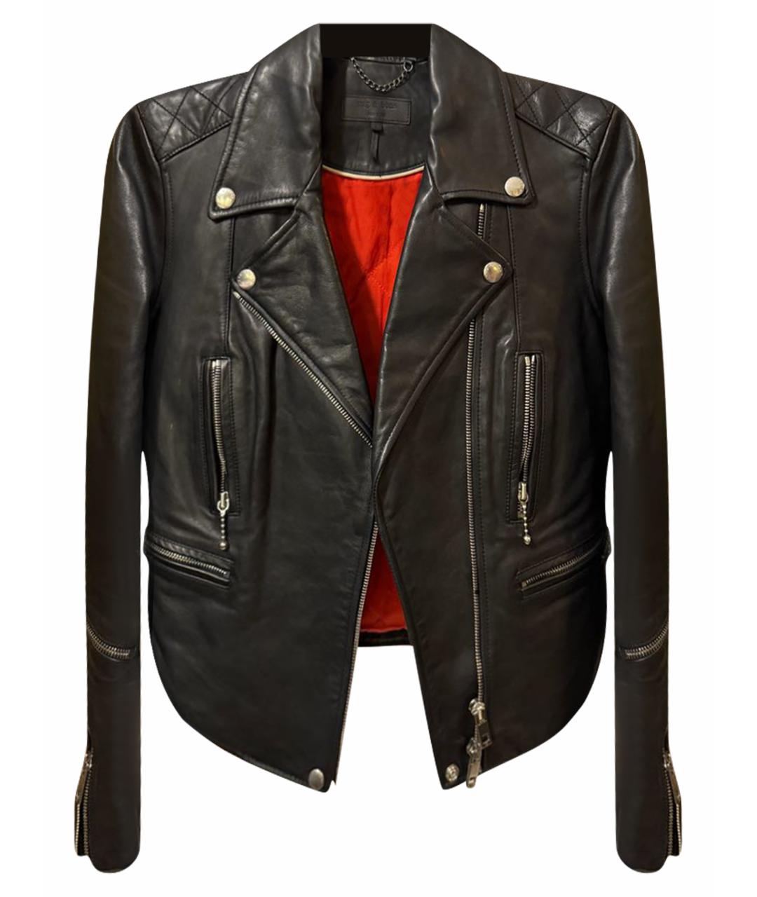 RAG & BONE Черная кожаная куртка, фото 1