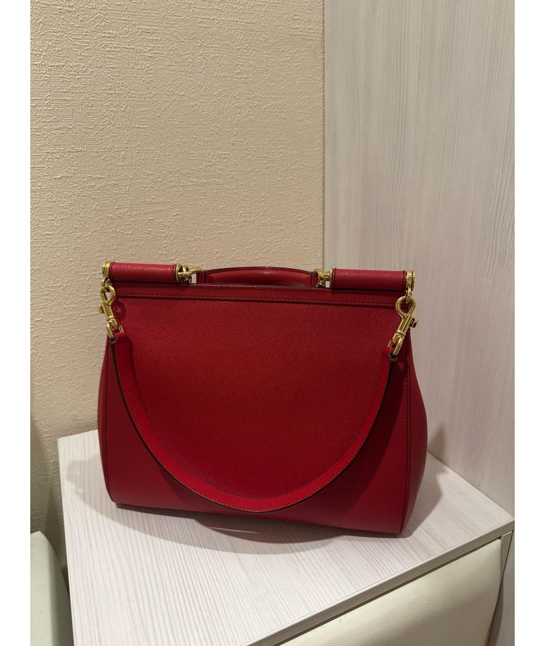 DOLCE&GABBANA Красная кожаная сумка тоут, фото 3