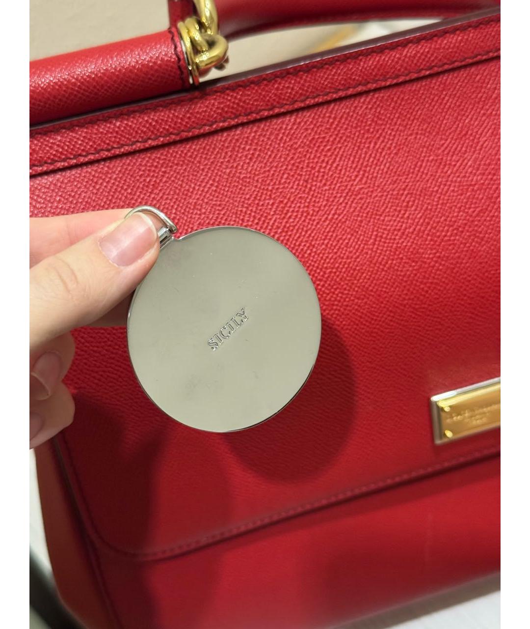 DOLCE&GABBANA Красная кожаная сумка тоут, фото 7