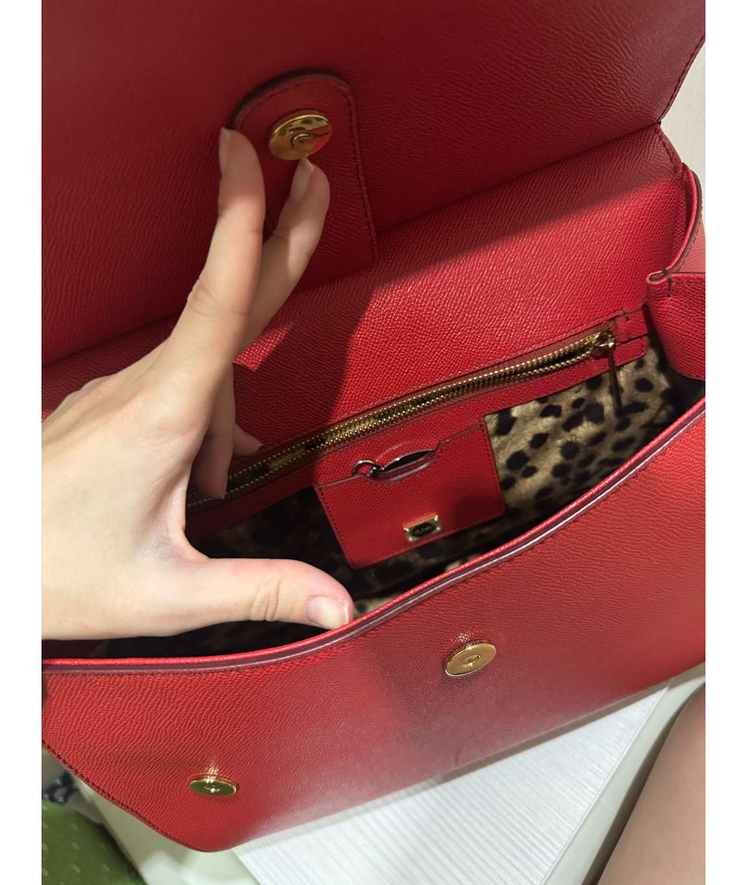 DOLCE&GABBANA Красная кожаная сумка тоут, фото 4