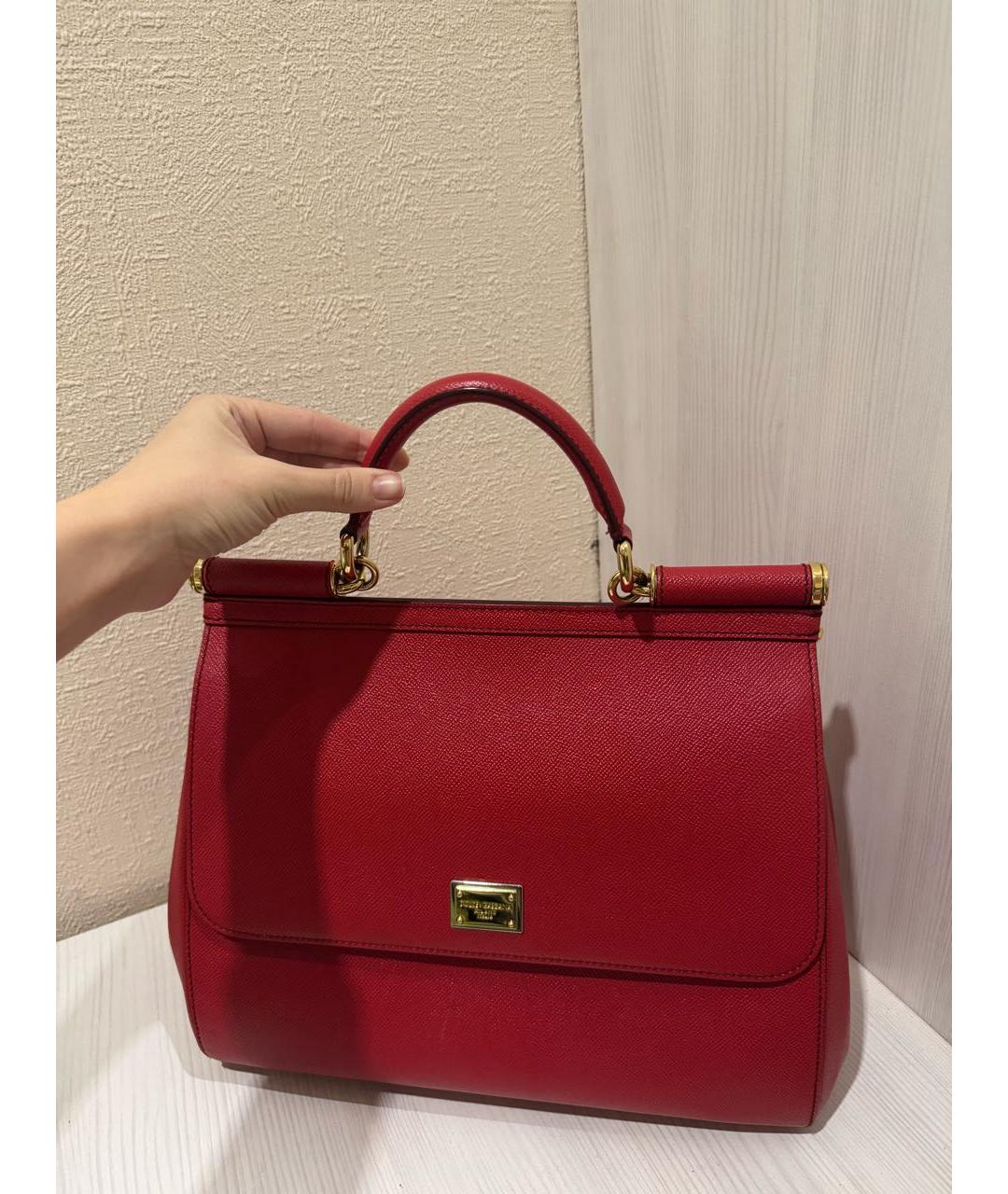 DOLCE&GABBANA Красная кожаная сумка тоут, фото 2