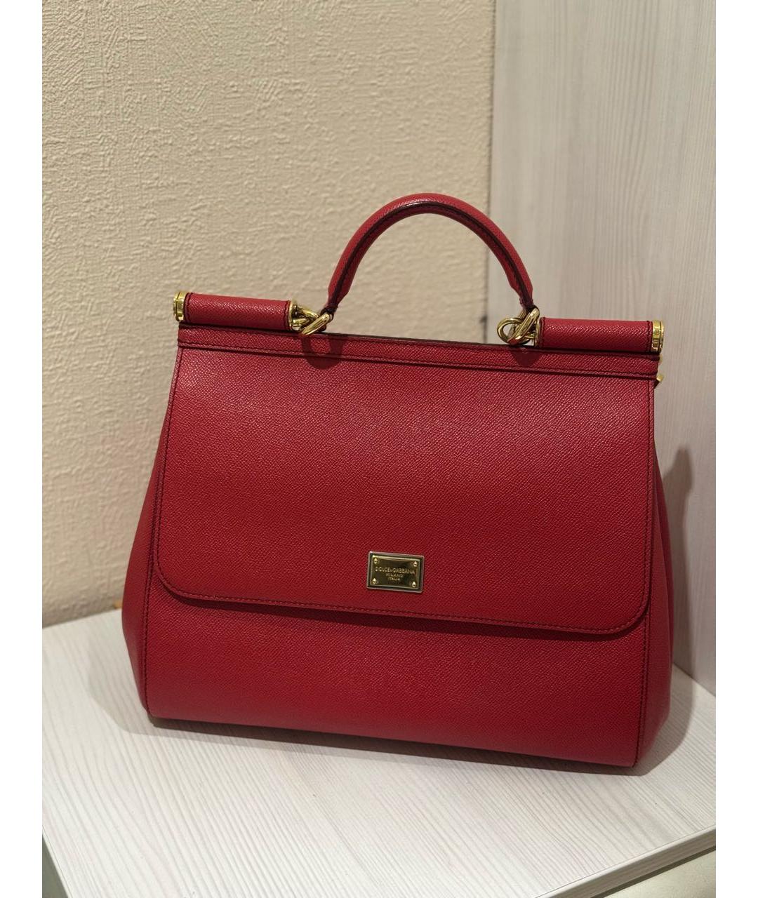 DOLCE&GABBANA Красная кожаная сумка тоут, фото 9