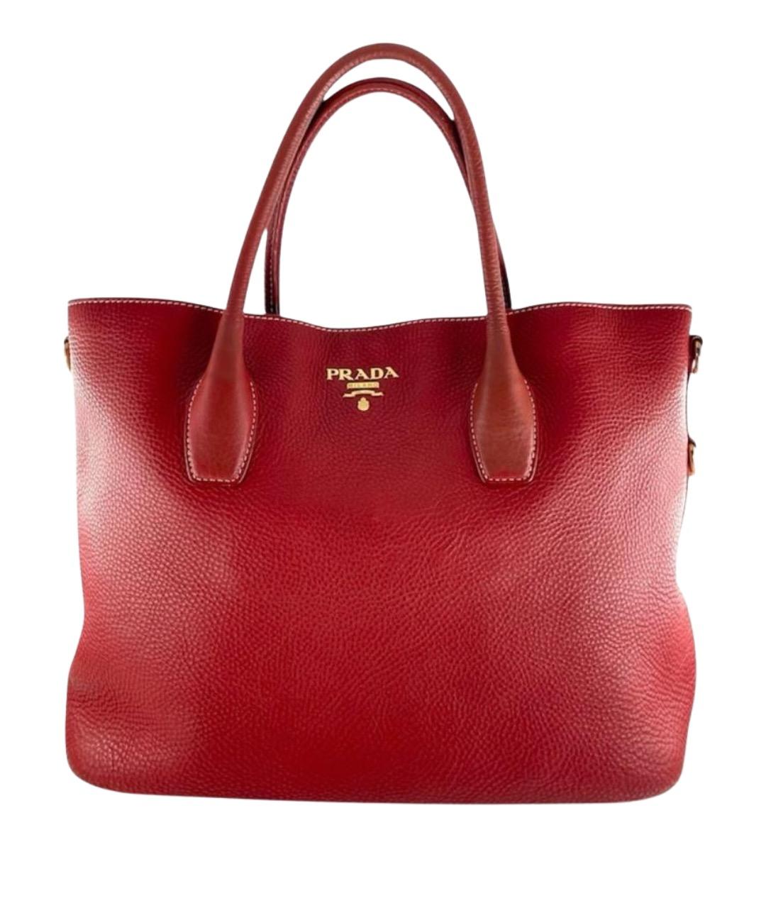 PRADA Красная кожаная сумка через плечо, фото 1