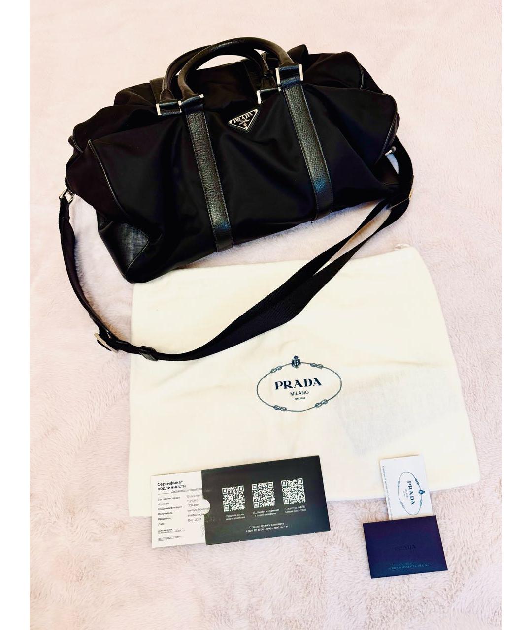 PRADA Черная тканевая дорожная/спортивная сумка, фото 5