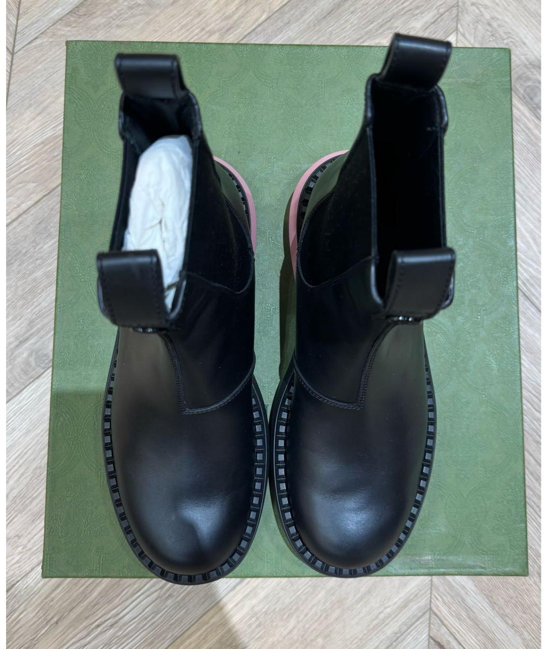 GUCCI Черные кожаные ботинки, фото 3