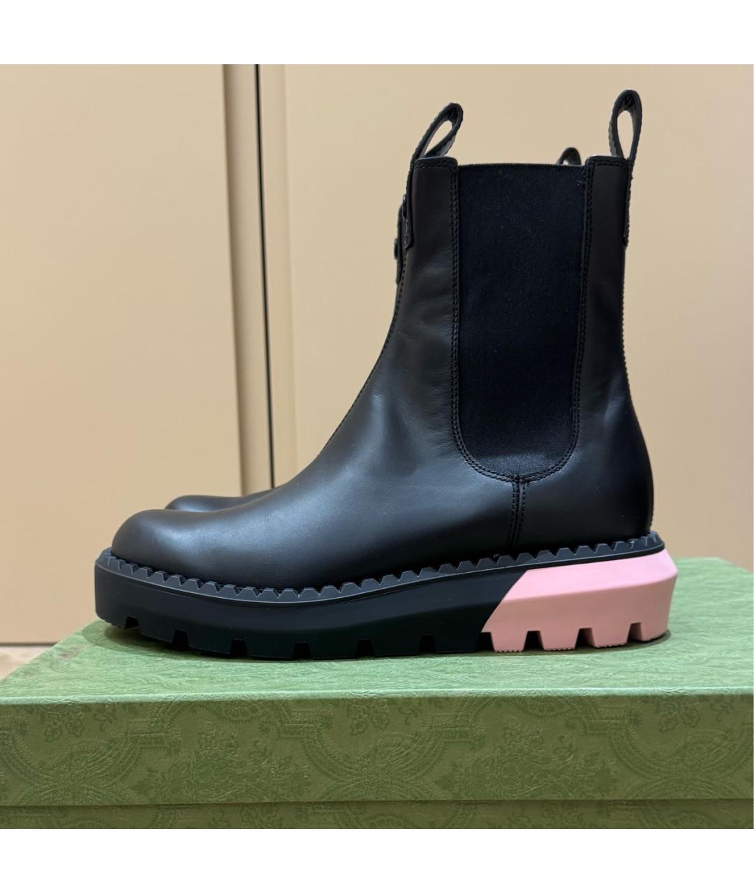 GUCCI Черные кожаные ботинки, фото 7