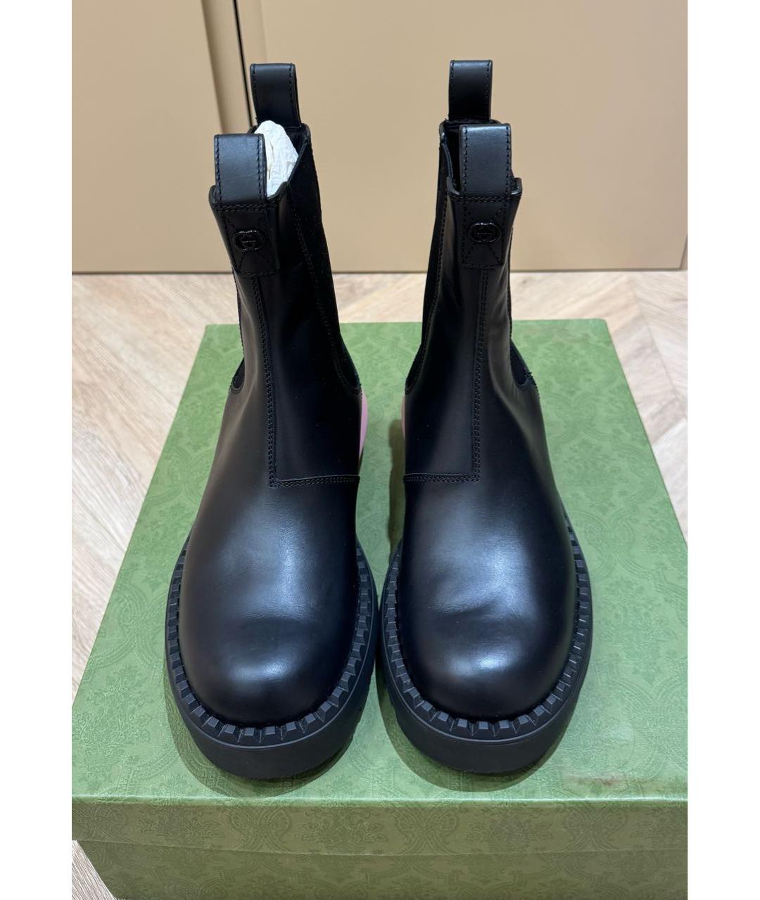 GUCCI Черные кожаные ботинки, фото 2