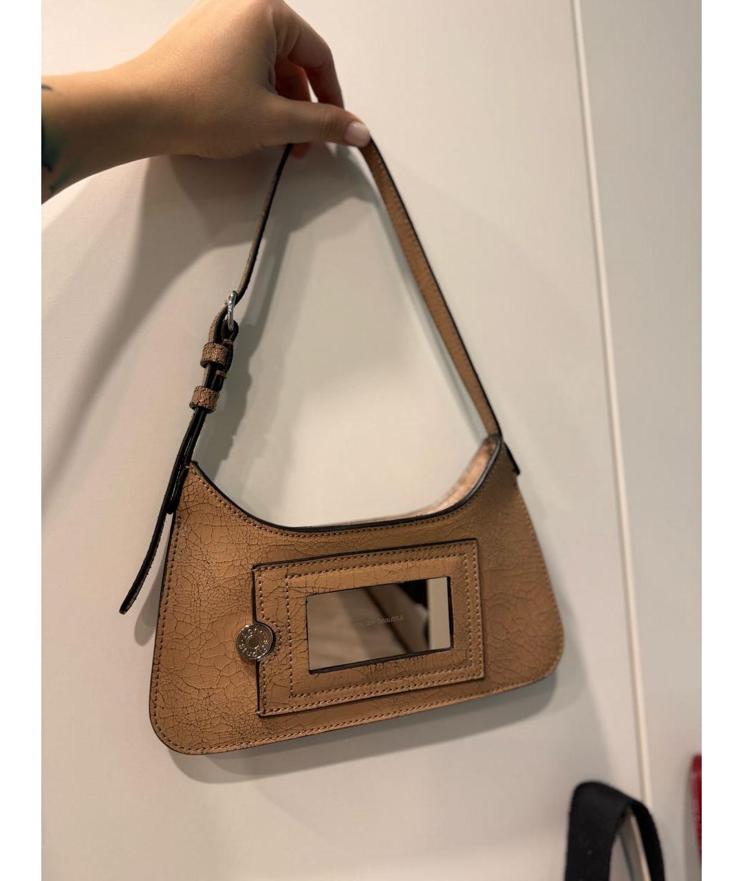 ACNE STUDIOS Бежевая кожаная сумка через плечо, фото 3