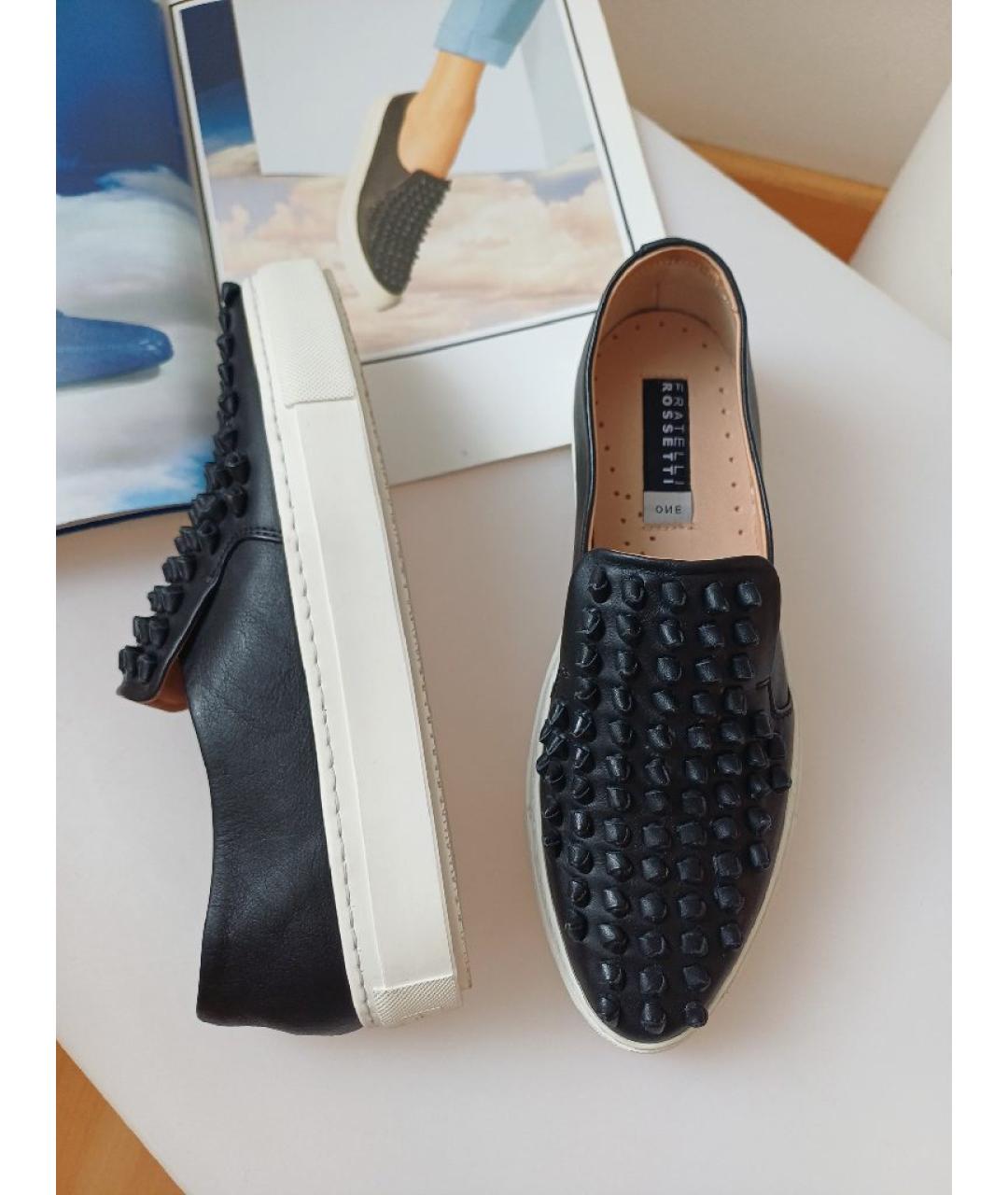 FRATELLI ROSSETTI Черные кожаные слипоны, фото 4