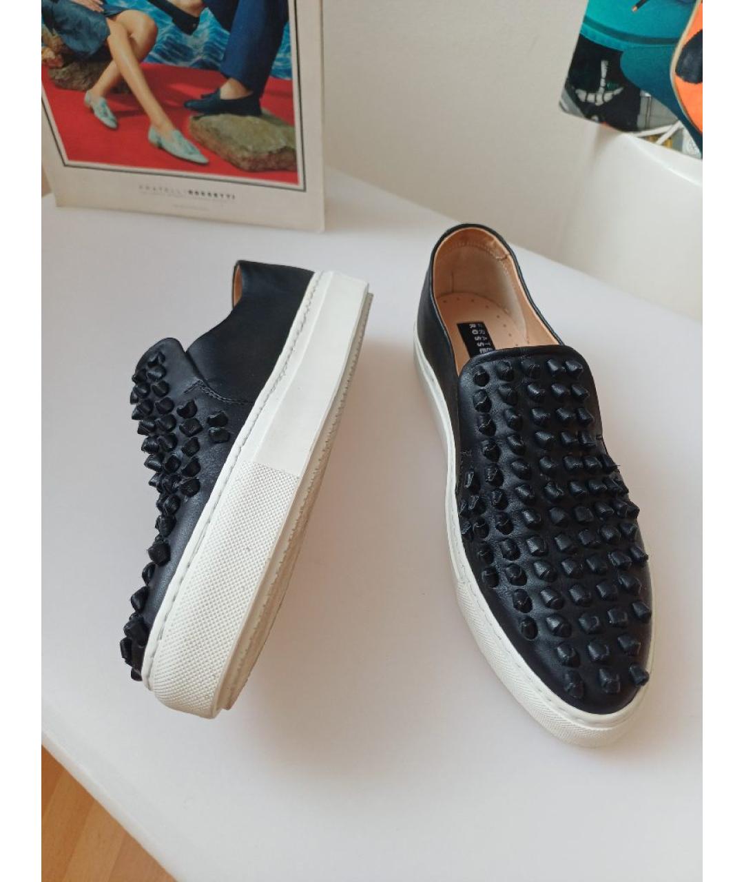 FRATELLI ROSSETTI Черные кожаные слипоны, фото 5