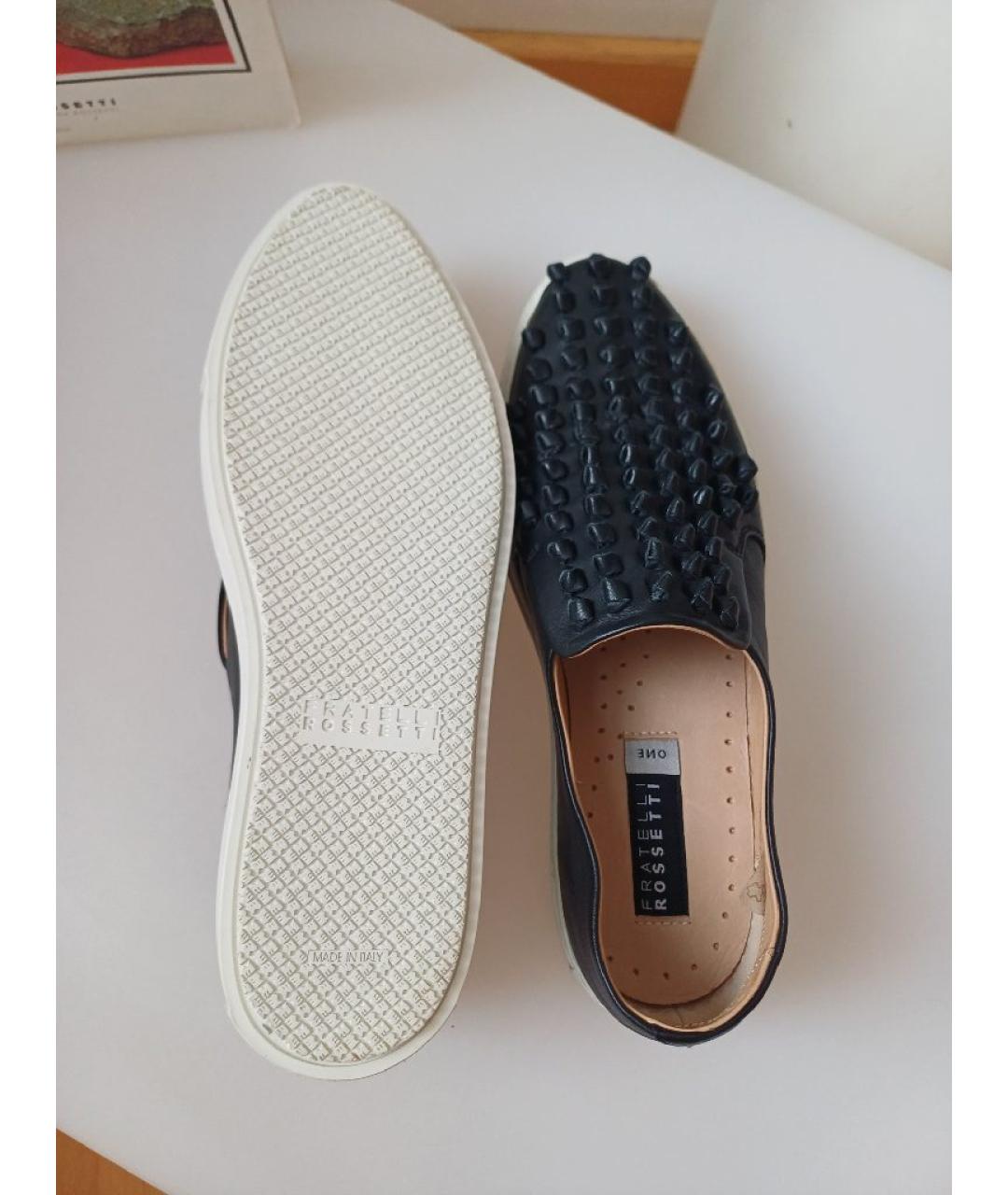 FRATELLI ROSSETTI Черные кожаные слипоны, фото 9