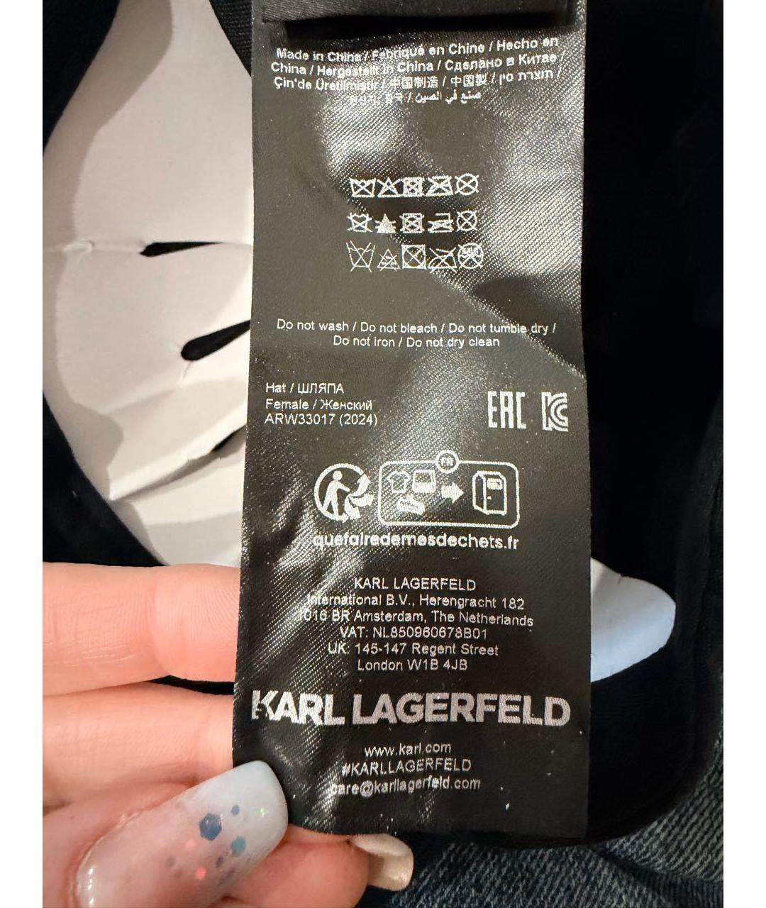 KARL LAGERFELD Черная хлопковая кепка, фото 5