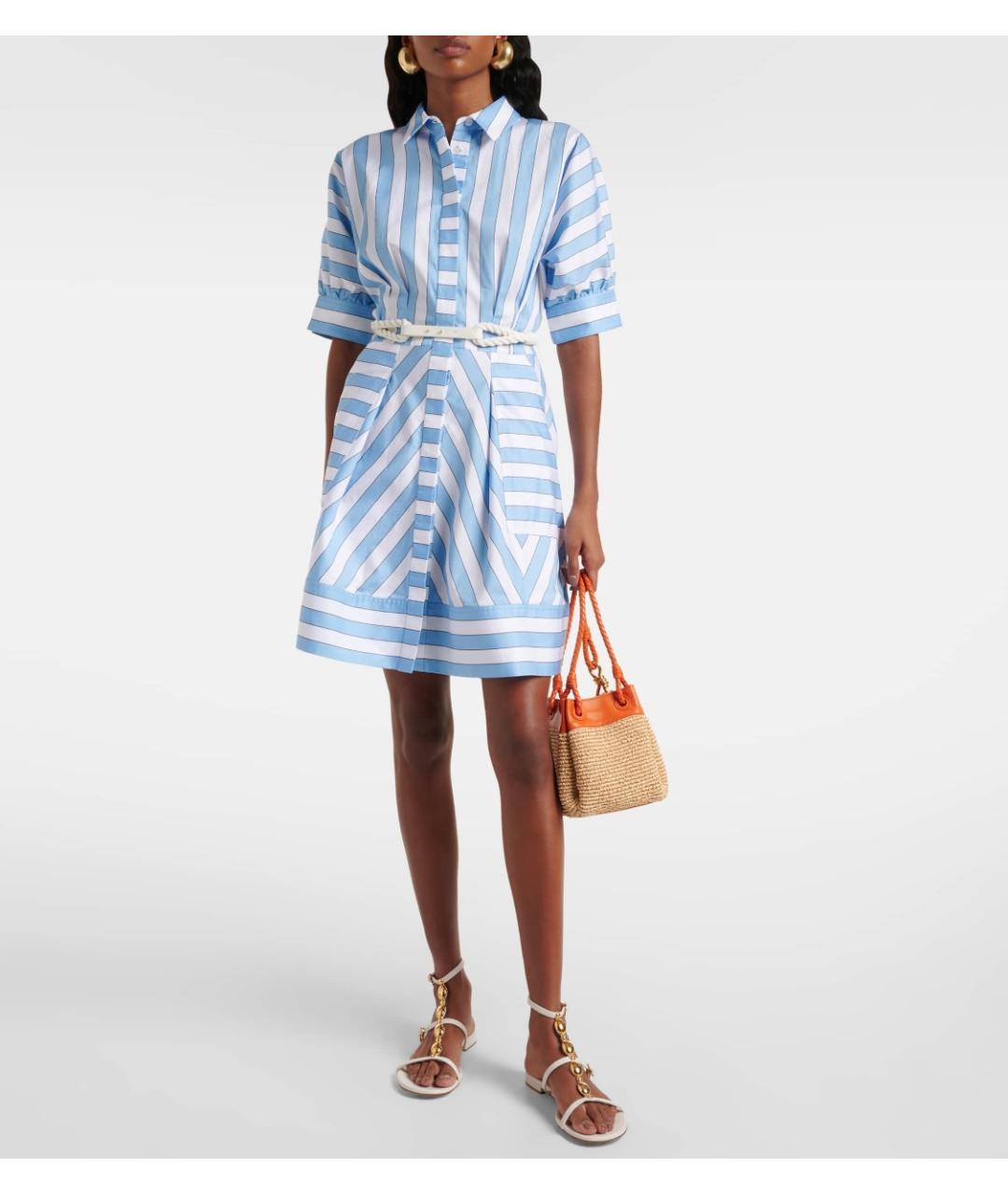 REBECCA VALLANCE Голубое хлопковое повседневное платье, фото 2