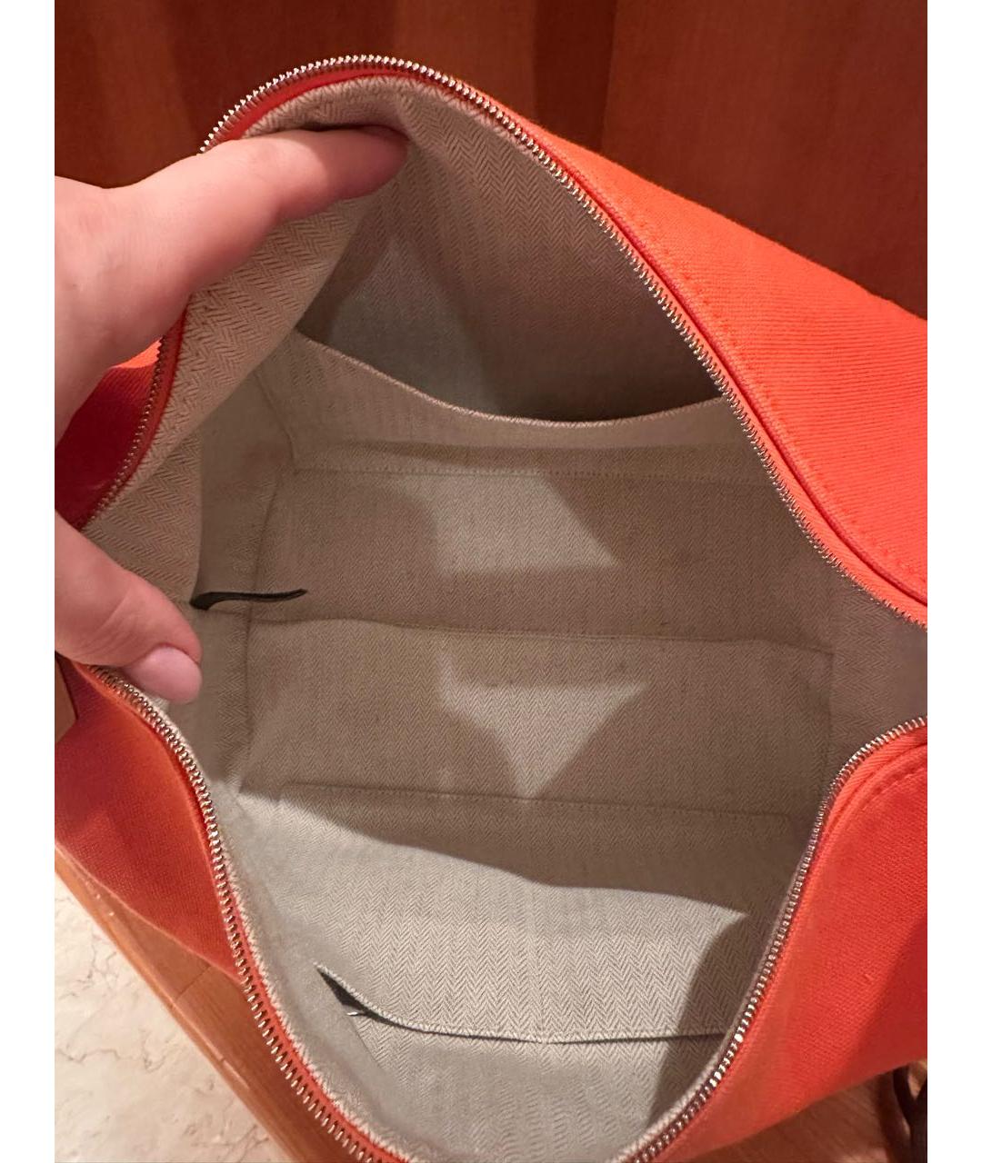 HERMES Оранжевая хлопковая косметичка, фото 3