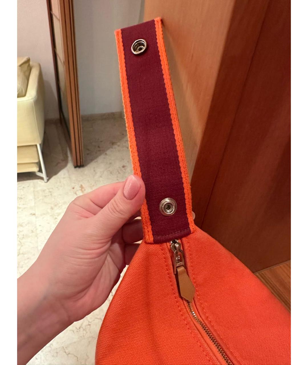 HERMES Оранжевая хлопковая косметичка, фото 6