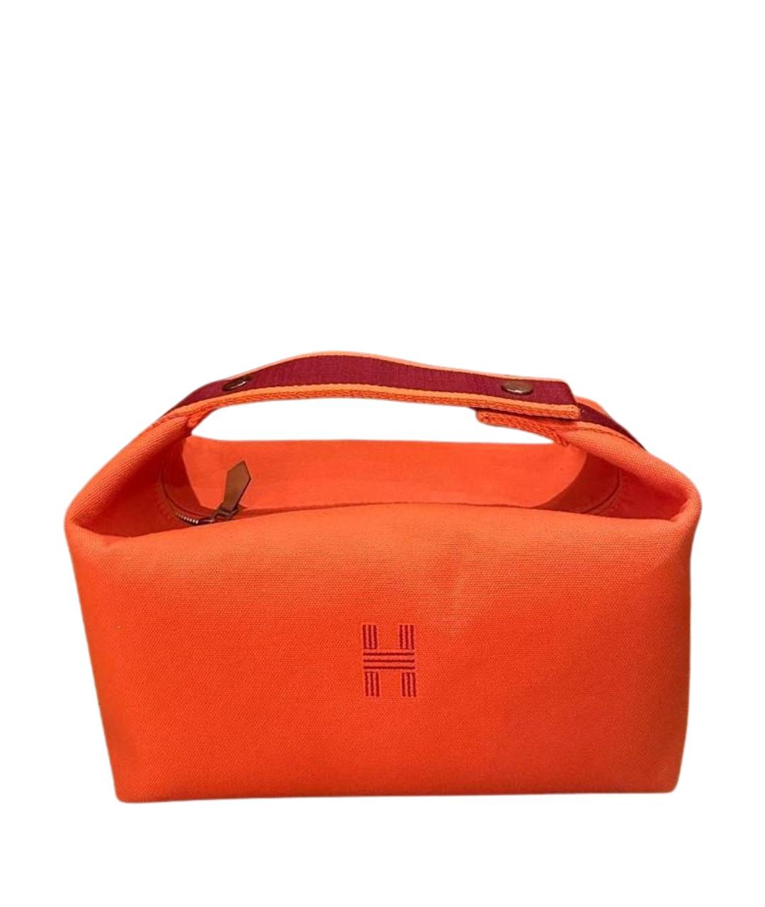 HERMES Оранжевая хлопковая косметичка, фото 1