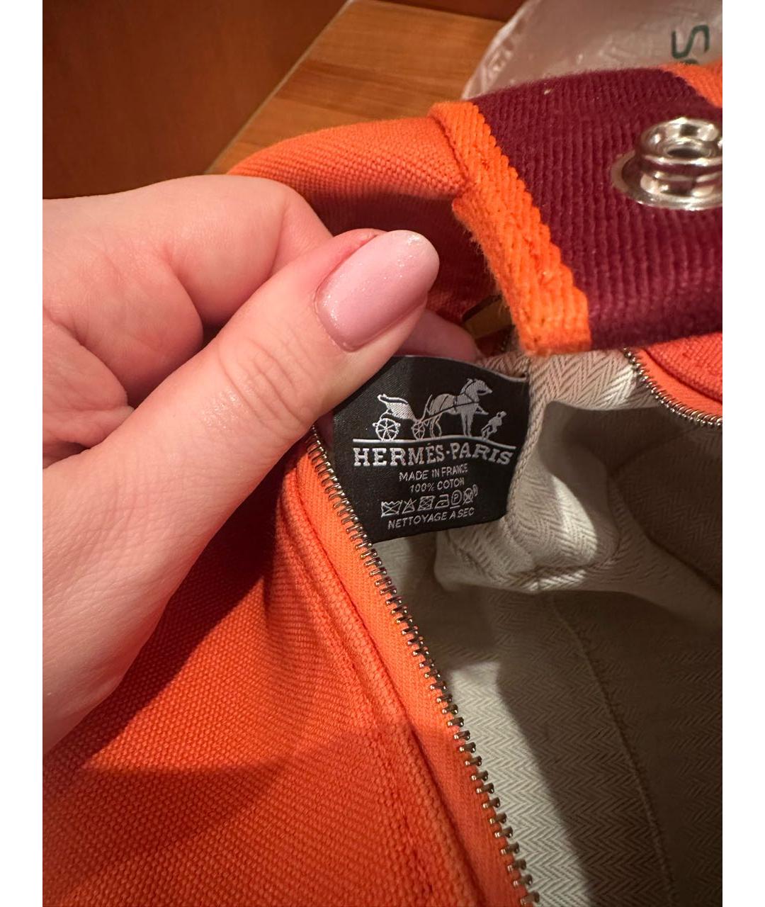 HERMES Оранжевая хлопковая косметичка, фото 5